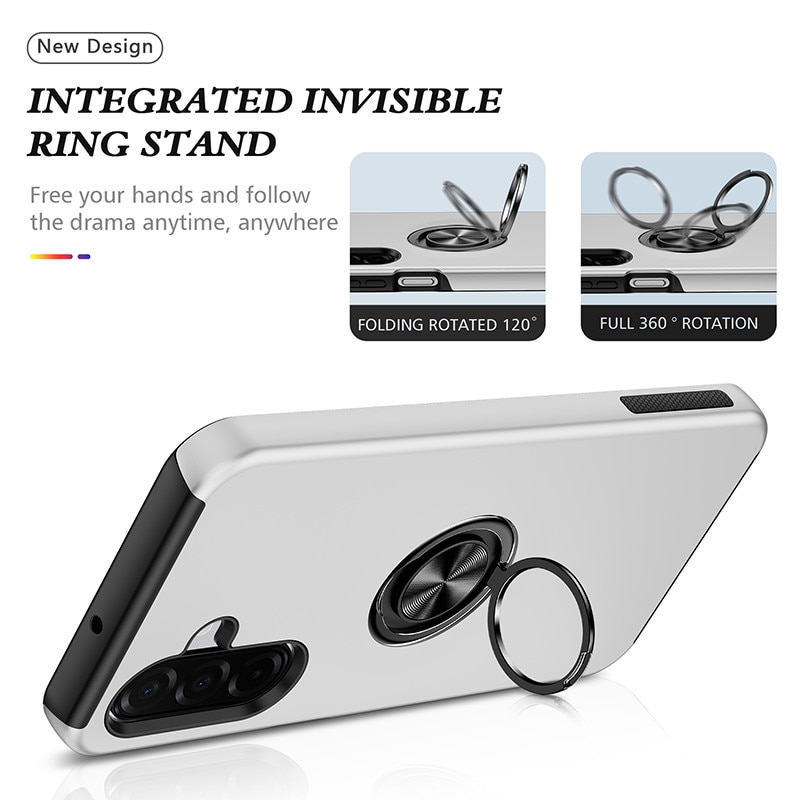 Husa telefon, Subtire, Magnetica, Cu Inel Metalic, compatibila cu Samsung Galaxy A17 / A26, Argintiu