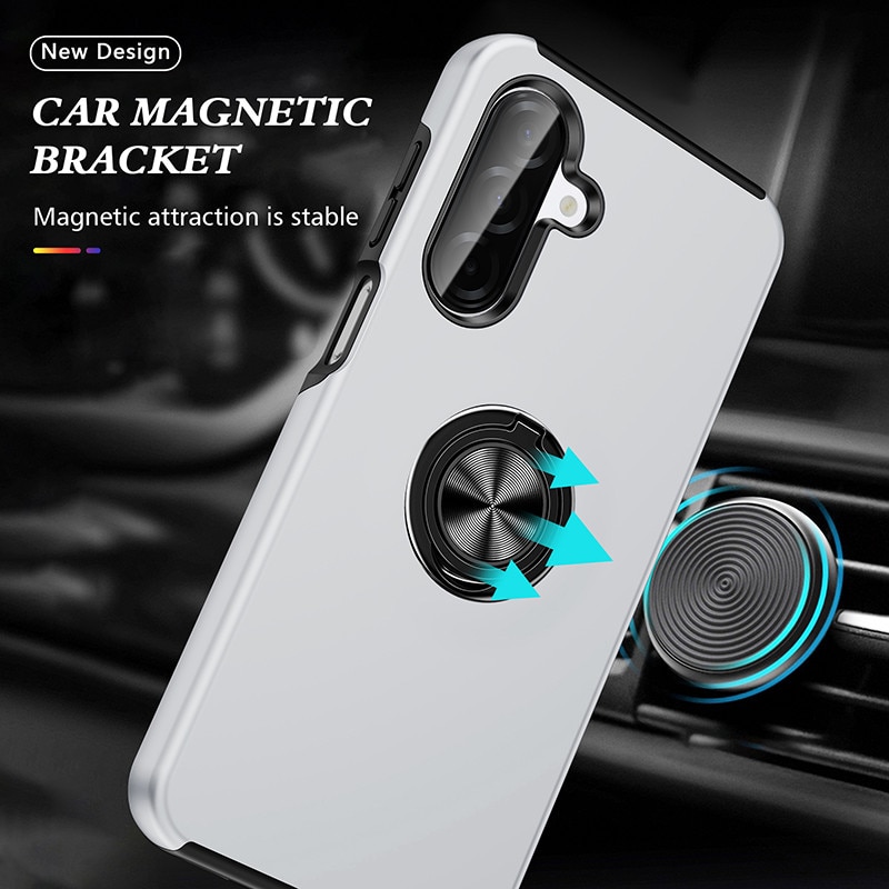Husa telefon, Subtire, Magnetica, Cu Inel Metalic, compatibila cu Samsung Galaxy A17 / A26, Argintiu