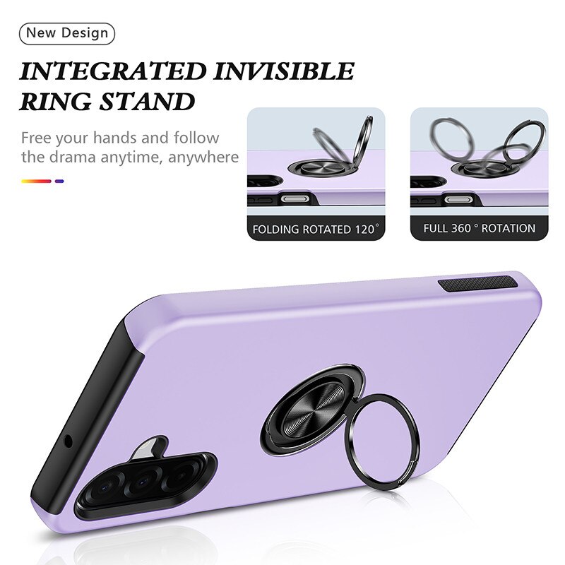 Husa Subtire Magnetica cu Inel compatibila cu Samsung Galaxy A37, Antiglont, Violet