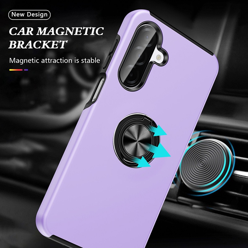 Husa Subtire Magnetica cu Inel compatibila cu Samsung Galaxy A37, Antiglont, Violet