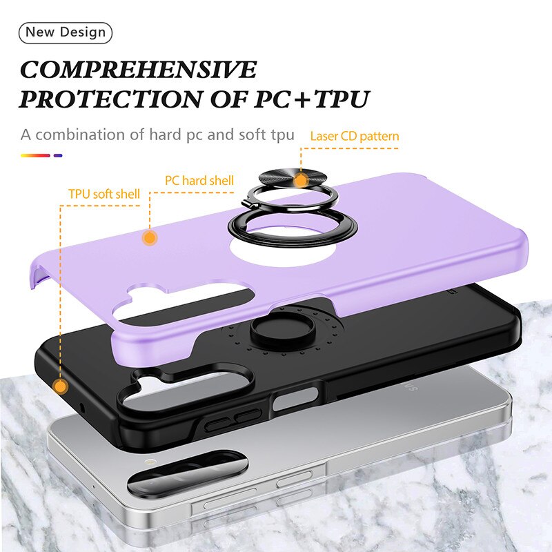 Husa Subtire Magnetica cu Inel compatibila cu Samsung Galaxy A37, Antiglont, Violet