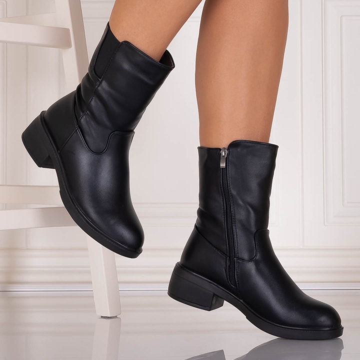 Cizme Dama Imblanite Negre din Piele Ecologica Arelva, 36