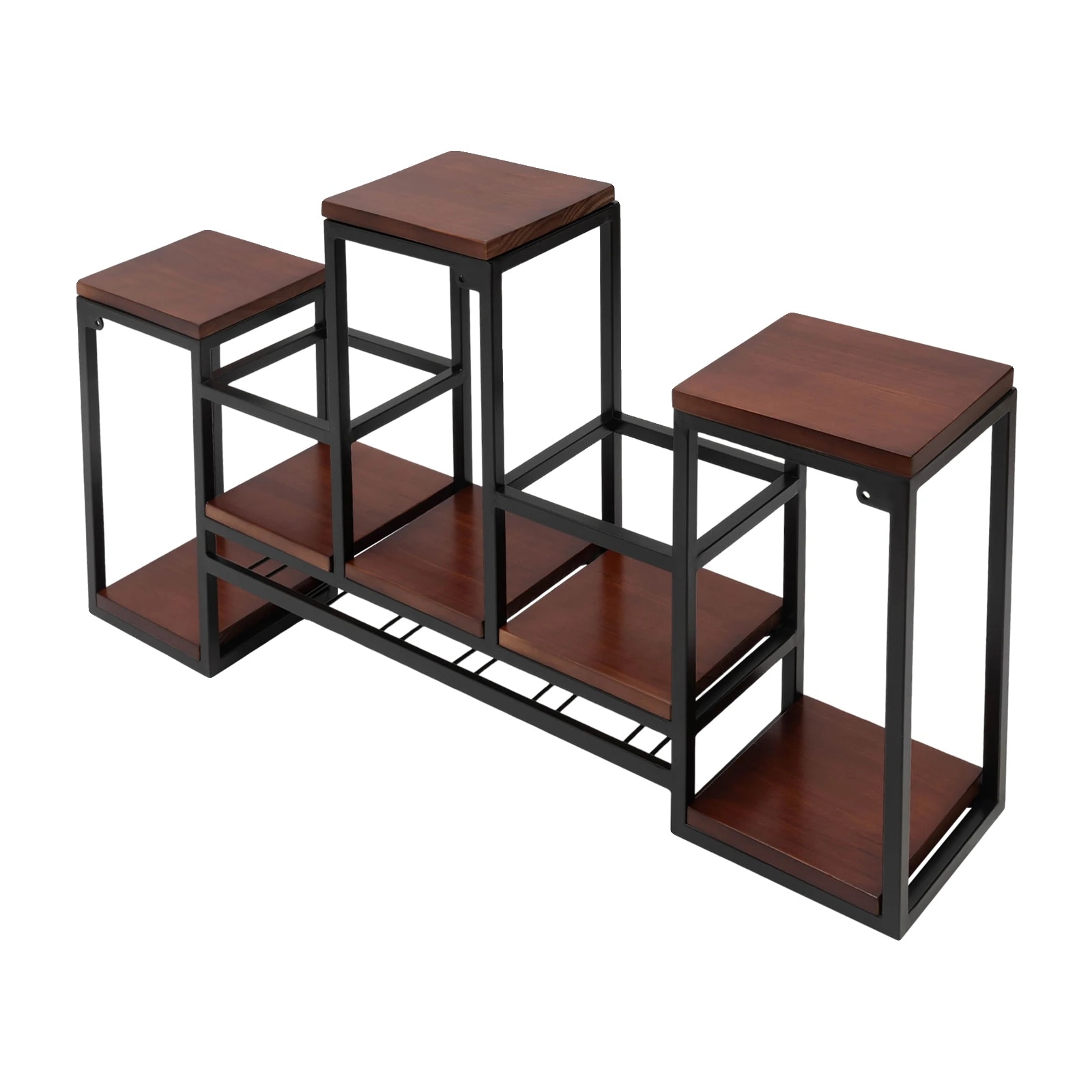 Suporturi bauturi, design vintage, metal si lemn, maro, montare pe ...