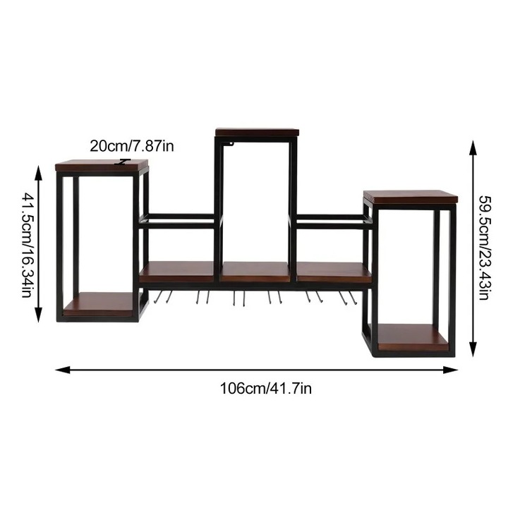 Suporturi bauturi, design vintage, metal si lemn, maro, montare pe ...