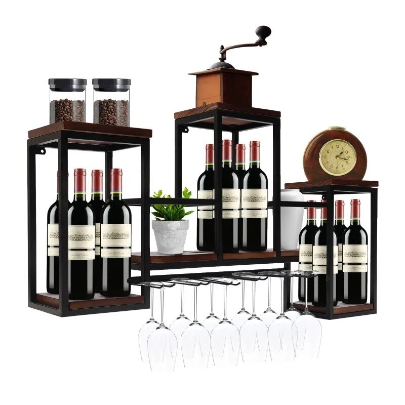 Suporturi bauturi, design vintage, metal si lemn, maro, montare pe ...