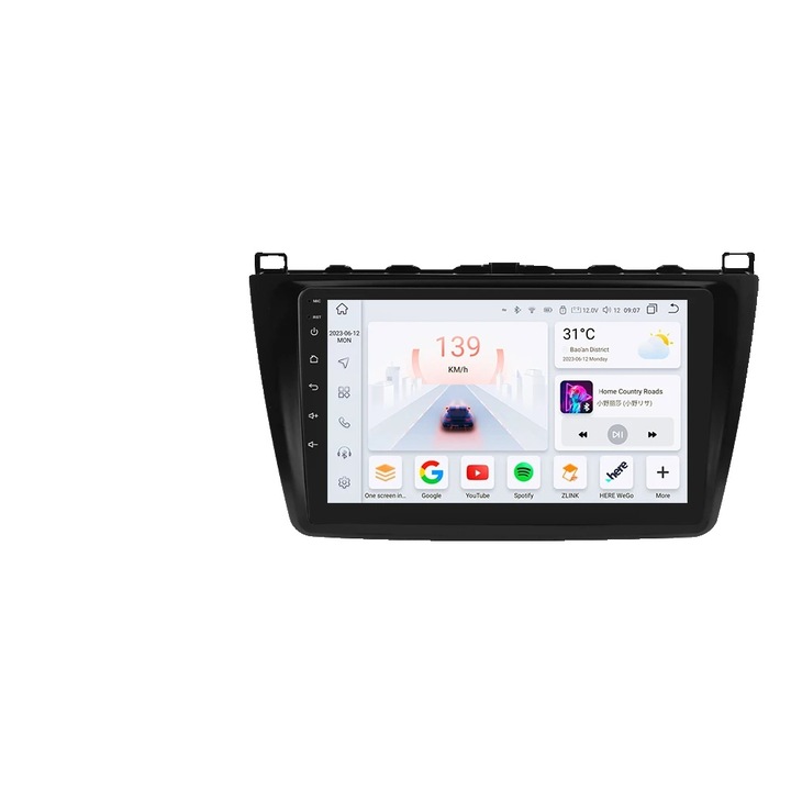 Radio auto, 9 inch, Android 12, GPS integrat, control vocal, 4GB RAM, 32GB ROM