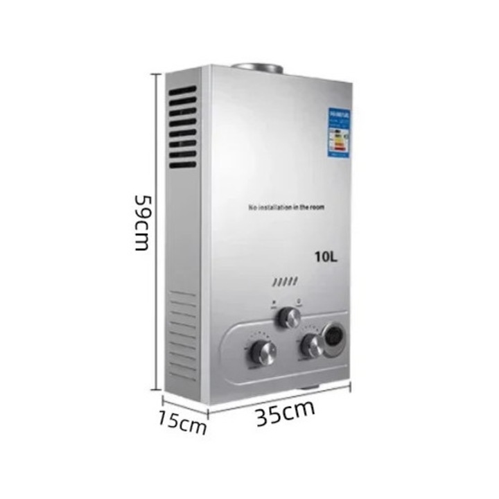 Boiler 12L 24KW, din otel inoxidabil, design fara rezervor, caracteristici de siguranta