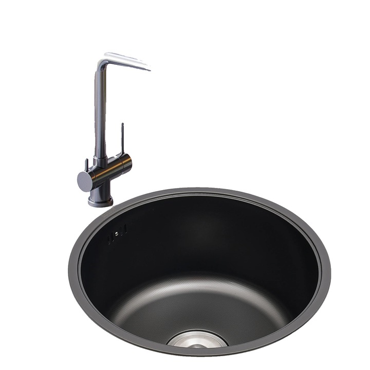 Chiuveta bucatarie, Otel inoxidabil, 40 x 20 cm, Negru / Gri