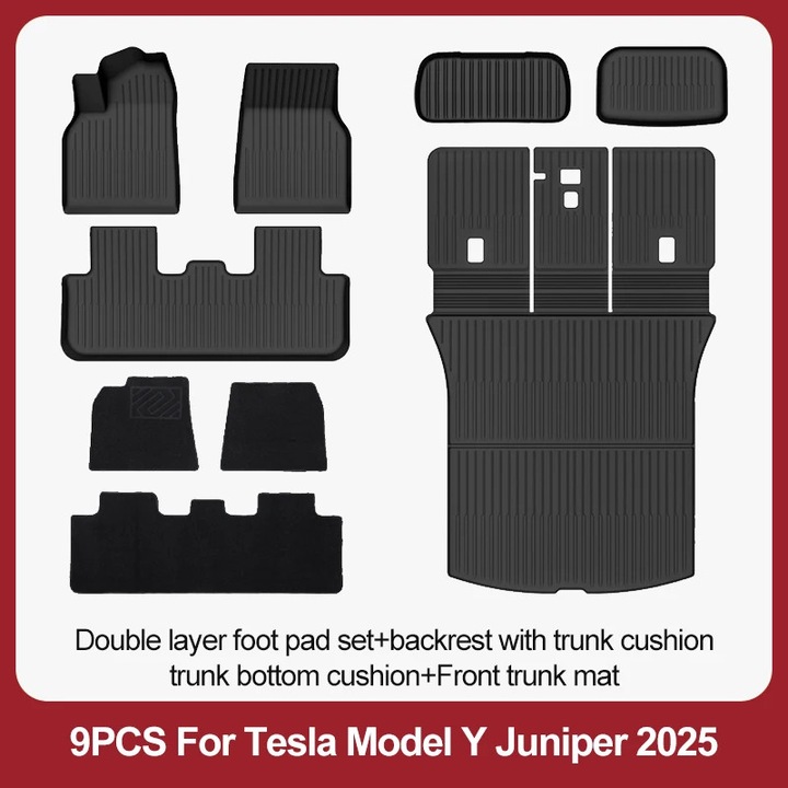 Set covorase auto 9 buc., design anti-derapant, pentru Tesla Model Y Juniper
