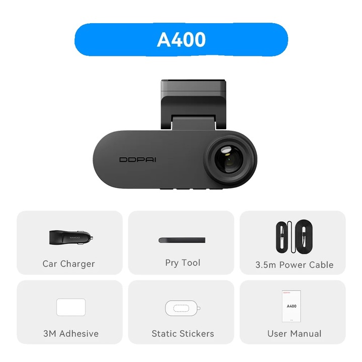 Camera auto DVR, 4K Ultra HD, tehnologie ADAS, monitorizare parcare, 128G SD Card