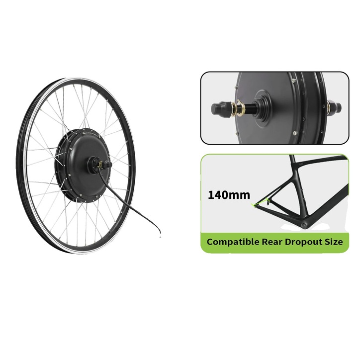 Комплект за преобразуване на Ebike, безчетков мотор, 52V2000W, задно монтиране, 29-инчов, пълен комплект