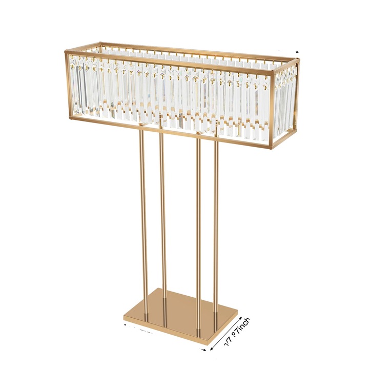 Suport flori, design modern, constructie din cristal si fier, auriu, 70x90cm