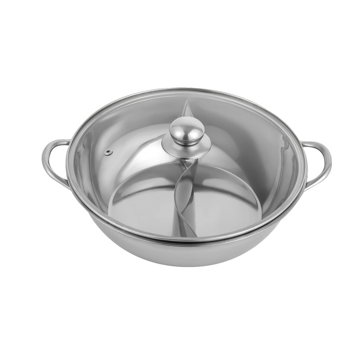 Oala termica, design cu separator, inox, argintie, 28cm