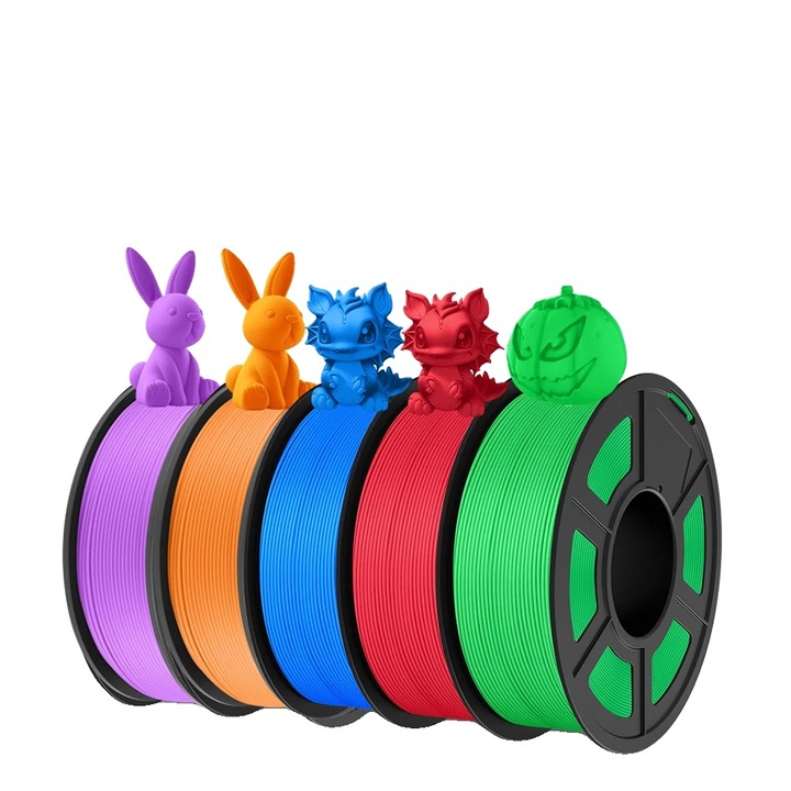 Филамент PLA, 1.75мм, матова текстура, комплект 5 ролки, 1.1 кг