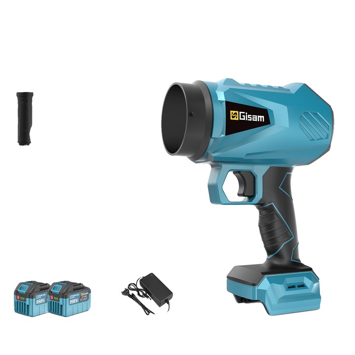 Aspirator cu aer, motor fara perii, viteza ajustabila, 2 baterii, portabil, compact