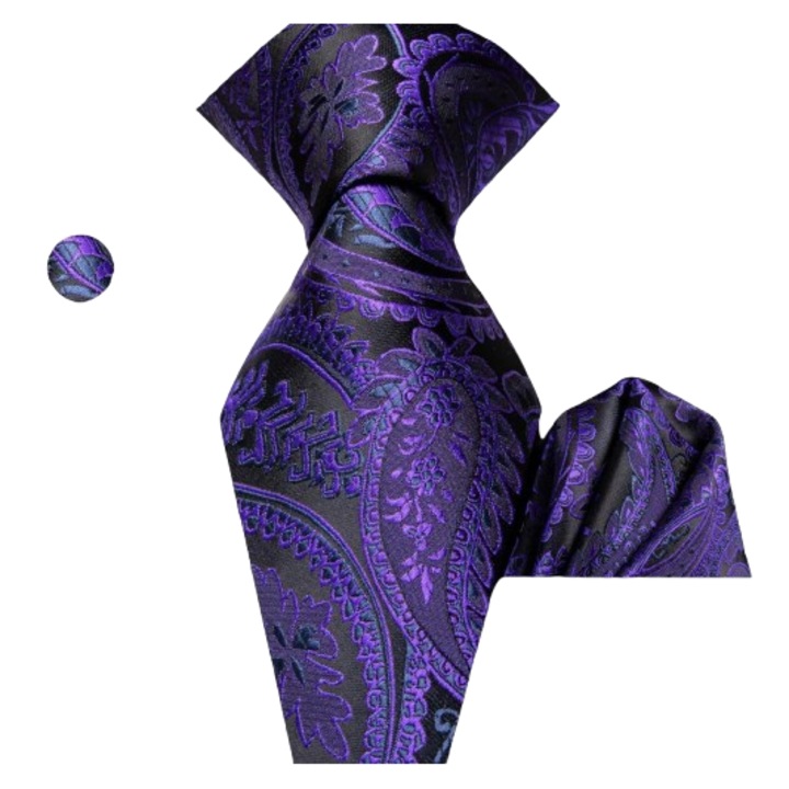 Set cravata matase + batista + butoni, multicolor, SCR406