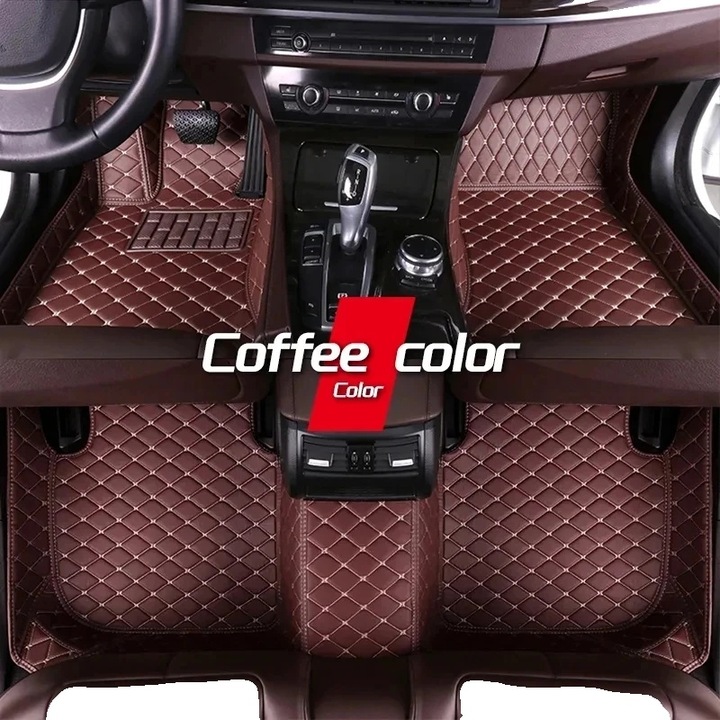 Covorase auto, 3 piese, piele artificiala, potrivite pentru Peugeot 3008, culoare neagra, volan pe stanga