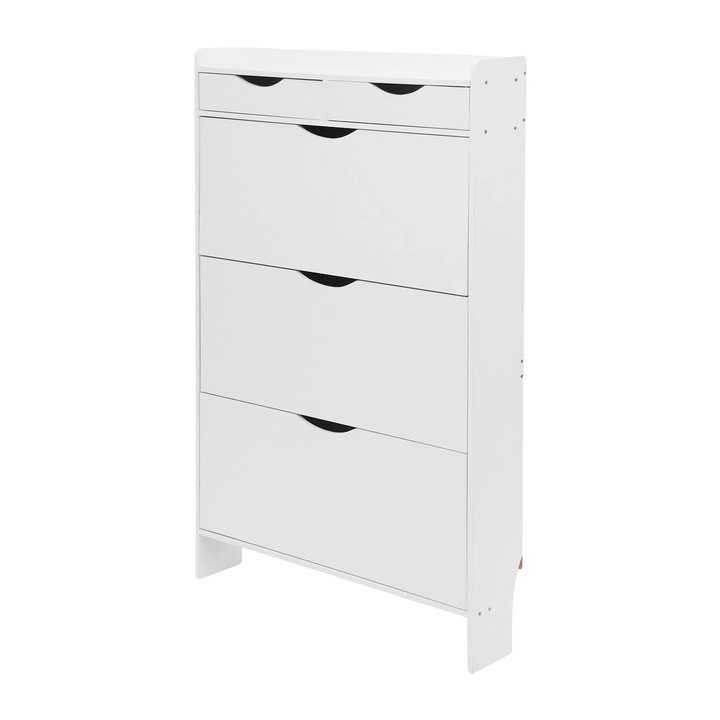 Cipősszekrény, 3 fiókos, szabadon álló kivitel, fehér, 80x17x125cm