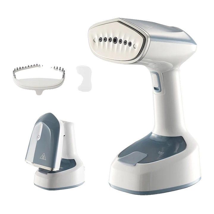 Fier de calcat cu abur, design portabil, indepartare eficienta a cutelor, gri, dimensiuni compacte