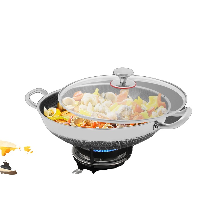 Тиган от неръждаема стомана 410, издръжлива конструкция, устойчив на надраскване интериор, сребрист, 3-4 порции