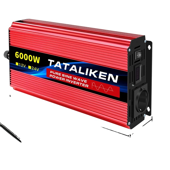 Autós inverter 12V 6000W 220V, kompakt kialakítás, nagy hatékonyság