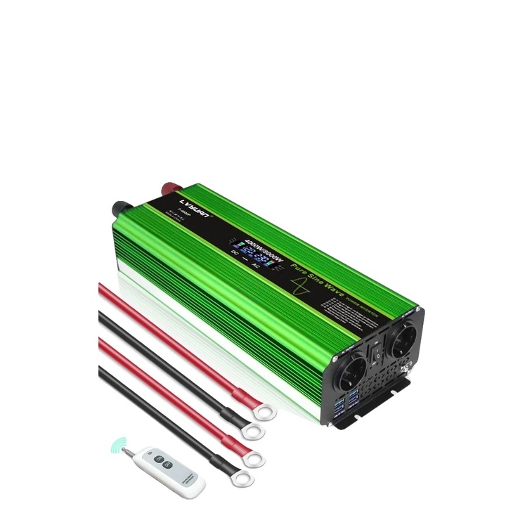 Inverter auto, 8000W varf, DC12V, control de la distanta, unda sinusoidala pura