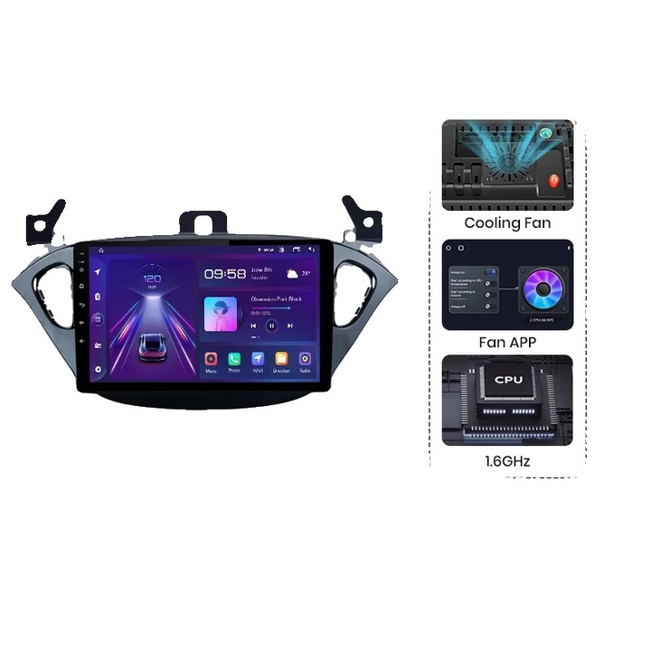 Radio auto V1 Plus, Wireless CarPlay, Android Auto, 9 inch, 6GB RAM, 128GB