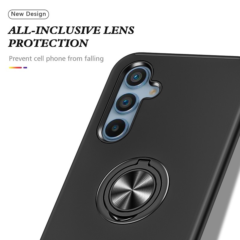 Husa pentru Samsung Galaxy A56/A36 5G, Subtire, Magnetica, Cu Inel Metalic Portabil, Minimalista, Culoare Uni, Rezistenta, Antiglont, Pentru Femei si Barbati-negru