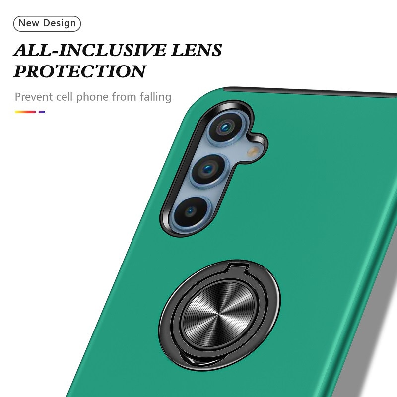 Husa Subtire Magnetica compatibila cu Samsung Galaxy A55, Inel Metalic, Antiglont, Verde Inchis