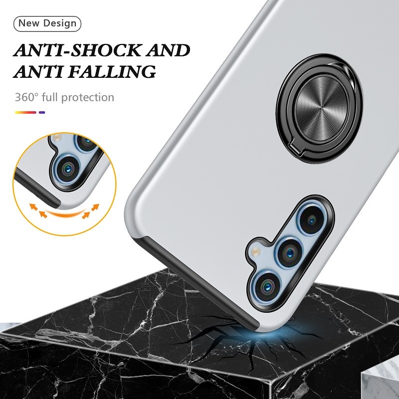 Husa telefon, Subtire, Magnetica, Cu Inel, Argintiu, compatibila cu Samsung Galaxy A55 5G