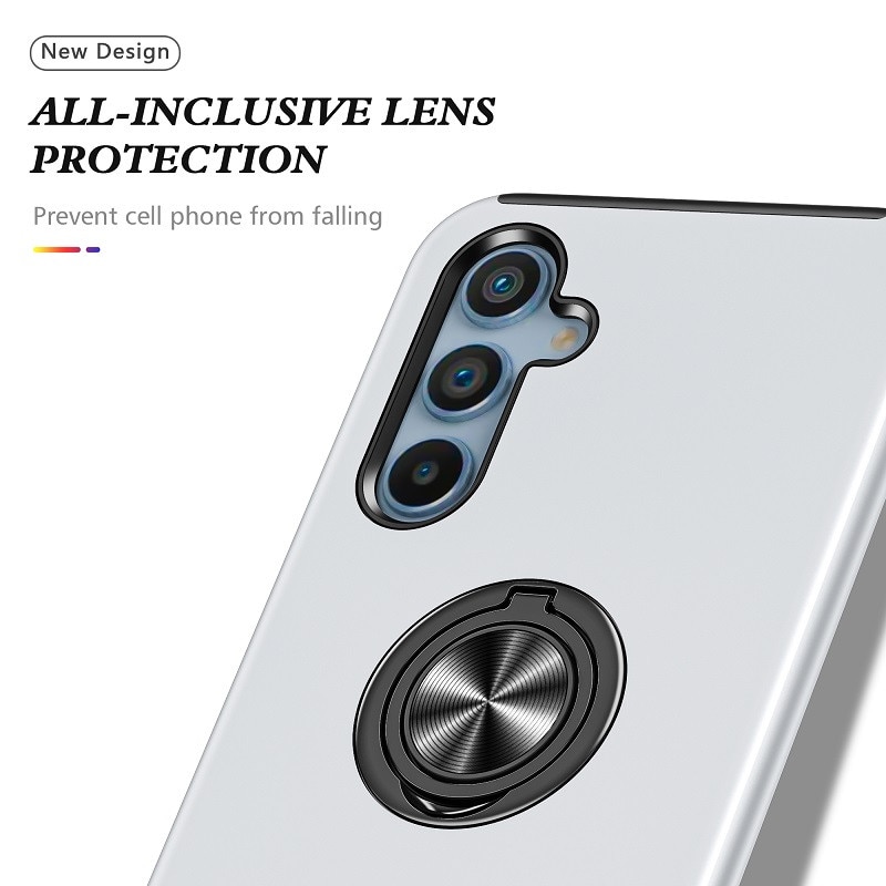 Husa telefon, Subtire, Magnetica, Cu Inel, Argintiu, compatibila cu Samsung Galaxy A55 5G
