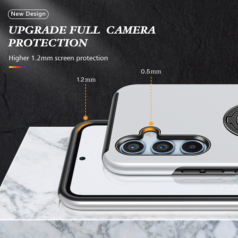 Husa telefon, Subtire, Magnetica, Cu Inel, Argintiu, compatibila cu Samsung Galaxy A55 5G