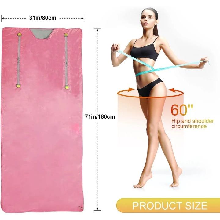 Patura sauna, design portabil, roz, 220 V