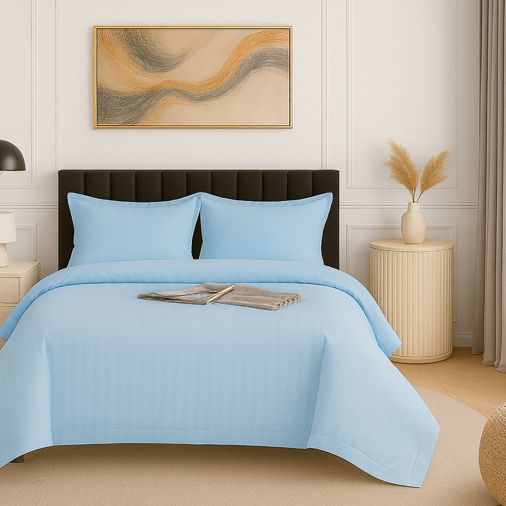 Lenjerie pat damasc policoton (BLEU)