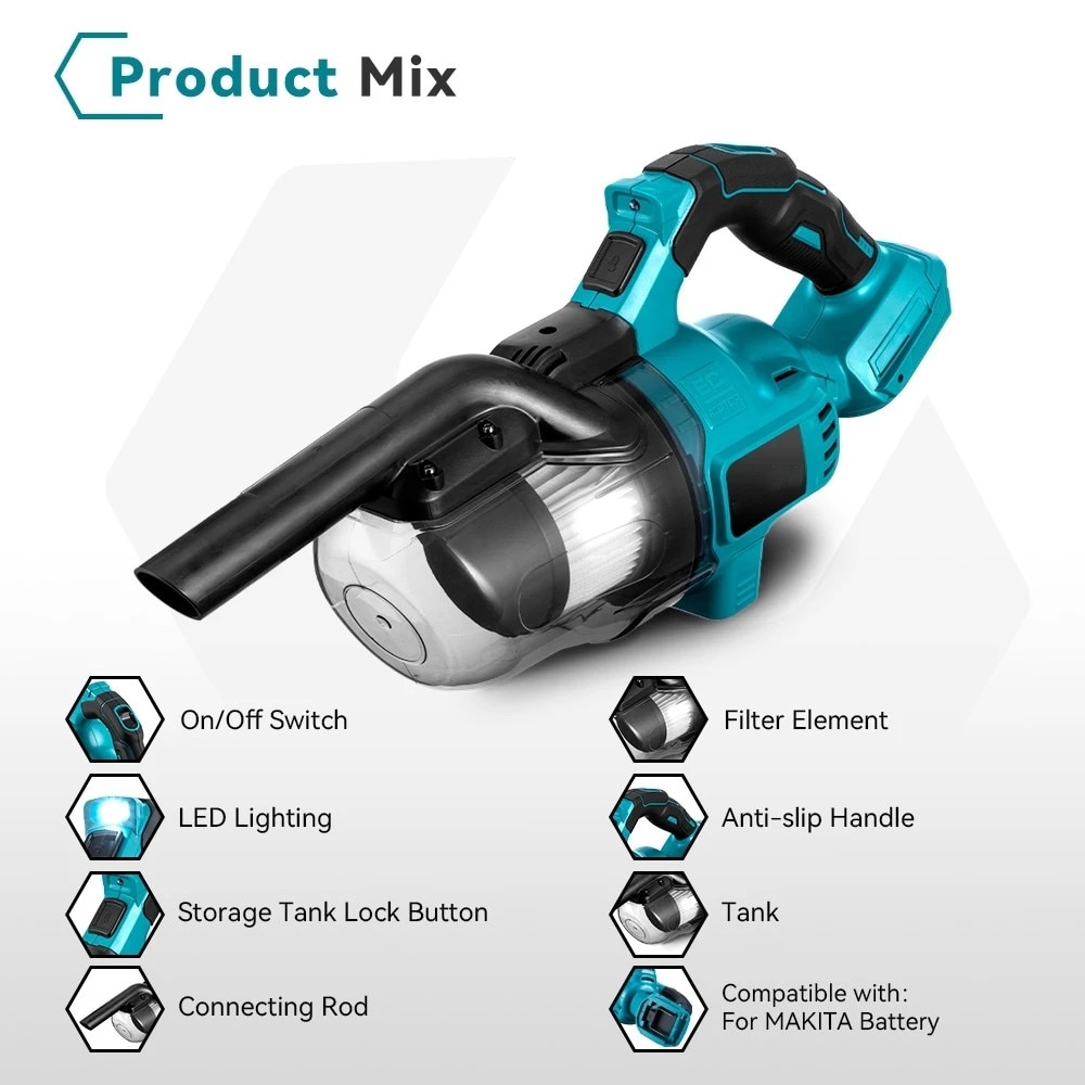 Aspirator portabil fara fir, filtrare HEPA, dimensiuni compacte, 18V, cu o baterie