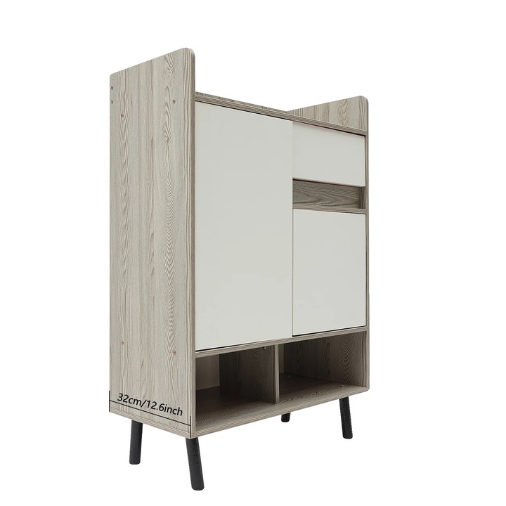 Cipősszekrény, modern design, sokoldalú tárolási megoldás, 2 ajtó, 1 fiók, 15kg, 15x30x75cm