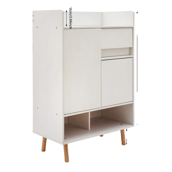 Cipősszekrény, modern design, sokoldalú tárolási megoldás, 2 ajtó, 1 fiók, 15 kg, 15x30x80 cm