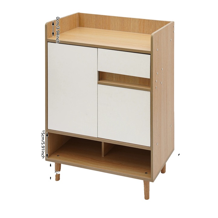 Cipősszekrény, modern design, sokoldalú tárolási megoldás, 2 ajtó, 1 fiók, 15 kg, 15x30x75cm