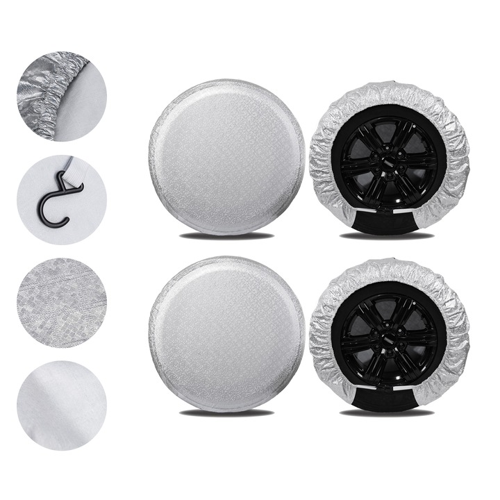 Set 4 huse auto anvelope Wacorresi, poliester rezistent, 76.2x81.2cm, L