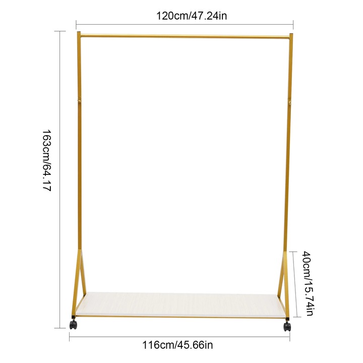 Стойка за дрехи, метална, 163x116x40см, мобилна, ефективна организация