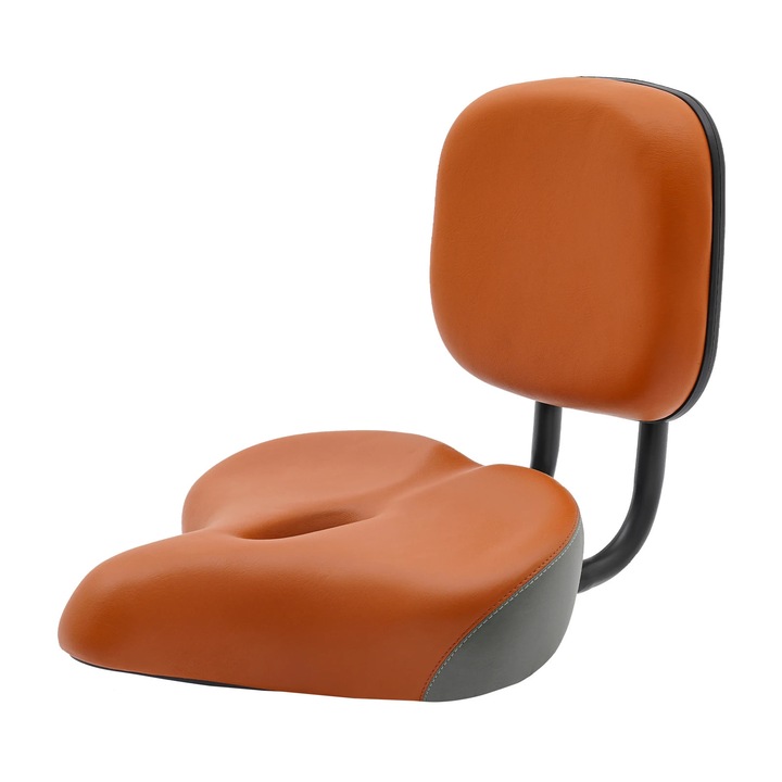 Sa bicicleta cu spatar, Sa lata confort, Spatar reglabil 10–15 cm, Perna 33×30×7, 9 cm, Piele artificiala, Sarcina max 100 kg, Bordo