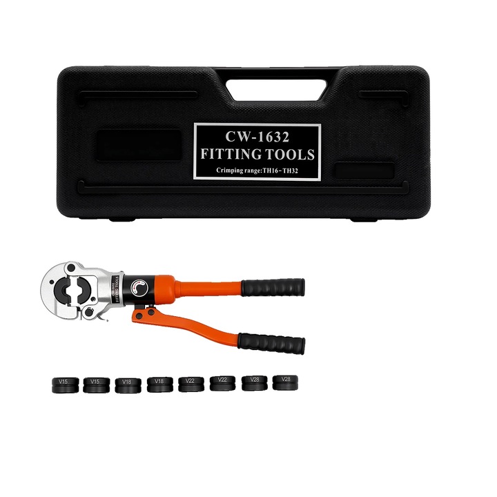 Хидравлична преса за кримпване, ергономична дръжка, здрава производителност, оранжево/черно