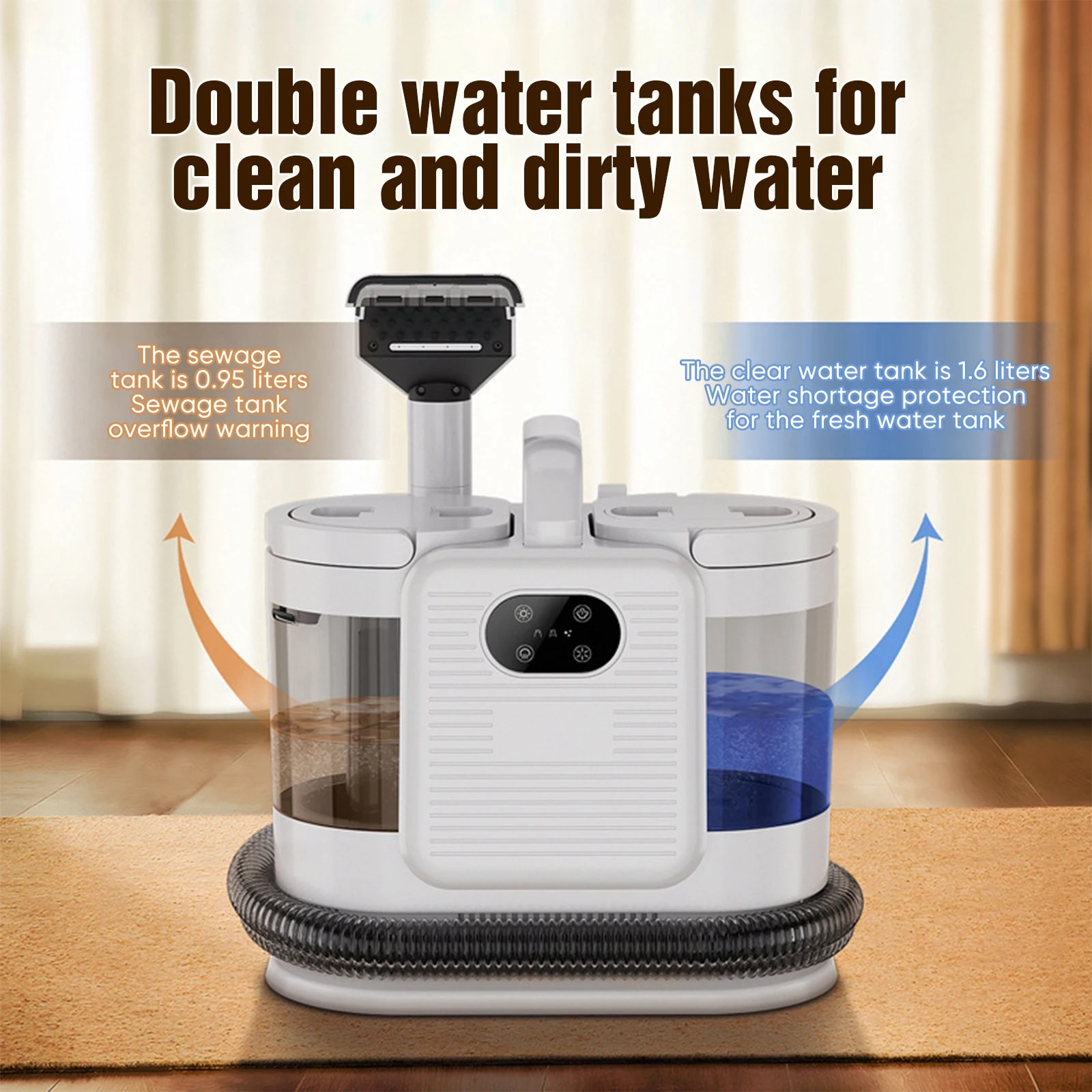 Aspirator pentru covoare cu putere de aspiratie 15kPa, rezervor dual, set EU, 1650W, 30 sec incalzire, 5m cablu