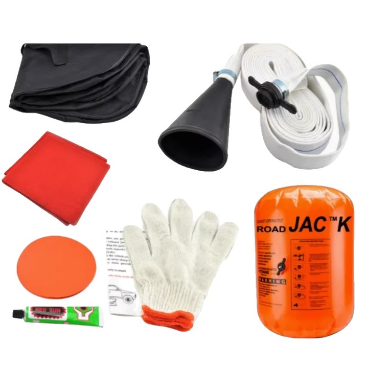 Elevator pneumatic, inaltime umflata 72 cm, diametru umflat 64 cm, capacitate de ridicare 4 tone, greutate 5.6 kg, set de reparatie inclus