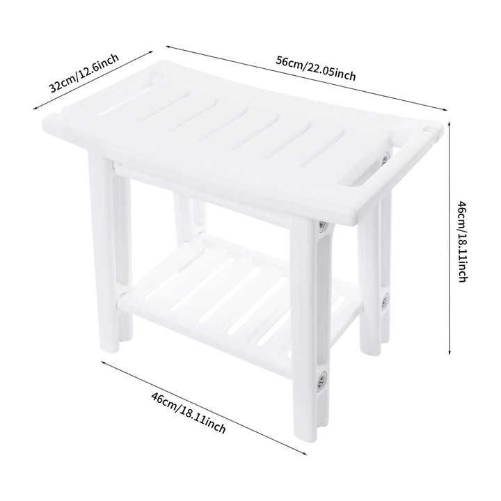 Banca de dus, plastic alb