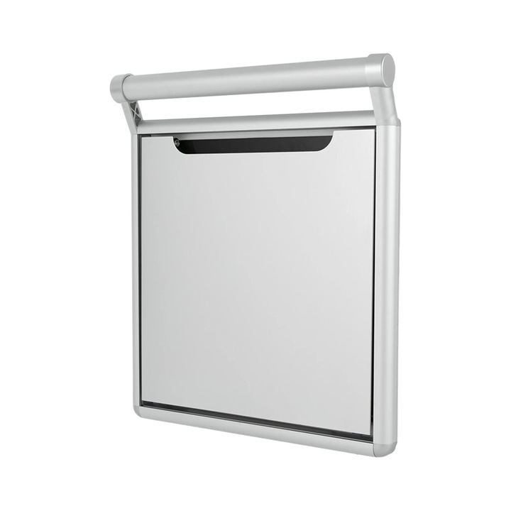 Scaun rabatabil de perete, Scaun pentru incaltat, Mecanism amortizat, Aluminiu, Capacitate 150 kg, Cadru 43×41 cm, Latime sezut 32, 2 cm, Nichel negru