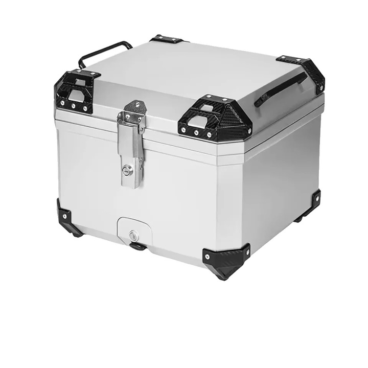 Кутия за мотор 57л, водоустойчив дизайн, сигурна система за заключване, сребриста, 34x44x40см