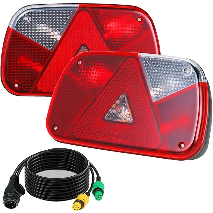 Комплект светлини за ремарке, 12V, 5.5м кабел, 13-пинов конектор, 7 функции, водоустойчив