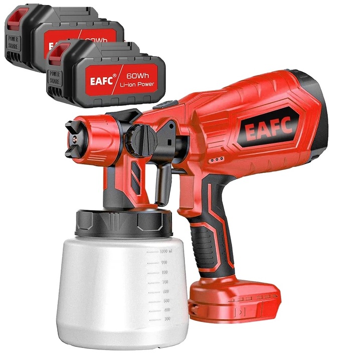 Set pistoale de vopsit, 2pcs 60Wh, control flux ajustabil, alimentare cu baterie reincarcabila, dimensiuni 0.4x0.2x0.3m