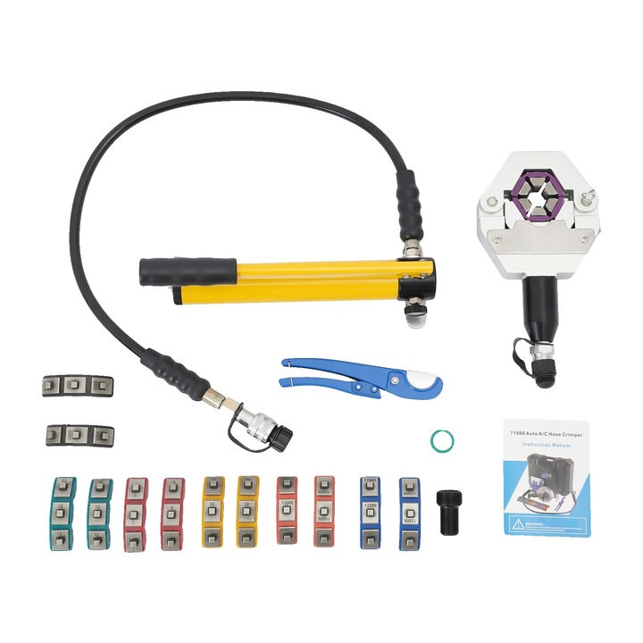 Hidraulikus tömlőbilincs készlet, 7 fejjel, sárga, 34 cm